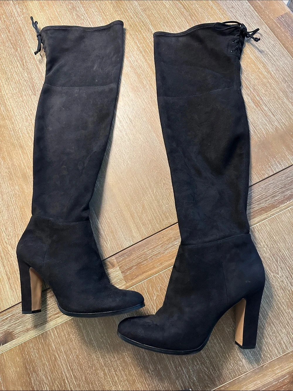 Vince Camuto Cheera Black Stretch Microsuede Over the Knee High Heel Boots 11